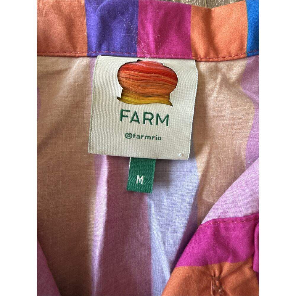 Farm Rio Amanda Mini Shirt Dress Medium – Ruffled Belted Colorblock - Picture 3 of 10